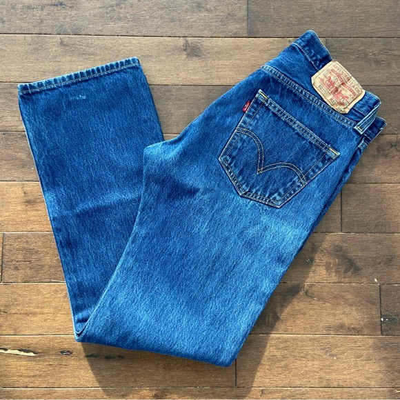 Levi’s Men’s 501 Dark Wash Denim Original Fit Bootcut Jeans Size W31 L30 - Picture 5 of 5